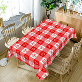 Aperturee - Red Snowflake Plaid Christmas Tablecloth For Kitchen